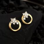 Mobius ~ Original gold-plated zircon earrings in a geometric, minimalist, and luxurious design. A stylish accessory for women. - Image 3