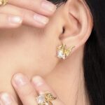 Designer model! Fashionable and high-end plated 18K real gold color retention inlaid zircon butterfly earrings 925 silver needle stud earrings - Image 2