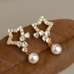 Original thick plated 18K real gold full zircon five-pointed star earrings light luxury S925 silver needle high-end earrings - Image 3