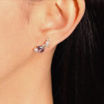 French light luxury designer model! Thick plated 18K real gold color preservation S925 silver needle purple zircon water drop earrings stud earrings - Image 2