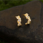 Original thick plated 18k real gold geometric C-shaped texture micro-inlaid zircon earrings light luxury and elegant high-end earrings for women - Image 3