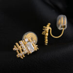 Original, thickly plated real gold geometric openwork zircon earrings with a unique design. These elegant and sophisticated earrings exude a luxurious vibe. - Image 4