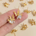 Designer model! Fashionable and high-end plated 18K real gold color retention inlaid zircon butterfly earrings 925 silver needle stud earrings - Image 6