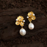 Thick plated 18K real gold baroque freshwater pearl purple zircon flower earrings Fashionable and elegant high-end earrings - Image 3