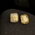 Original thick plated 18K real gold color preservation micro-inlaid zirconia square geometric high-end sense versatile simple earrings stud earrings for women - Image 5