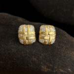 Original thick plated 18K real gold color preservation micro-inlaid zirconia square geometric high-end sense versatile simple earrings stud earrings for women - Image 3