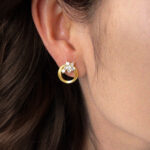 Mobius ~ Original gold-plated zircon earrings in a geometric, minimalist, and luxurious design. A stylish accessory for women. - Image 2