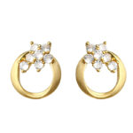 Mobius ~ Original gold-plated zircon earrings in a geometric, minimalist, and luxurious design. A stylish accessory for women.