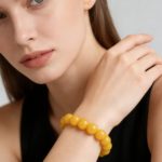 Luxury Minimalist Natural Amber Bracelet - Handcrafted Crystal Bead Bracelet for Protection & Positive Energy - Image 3