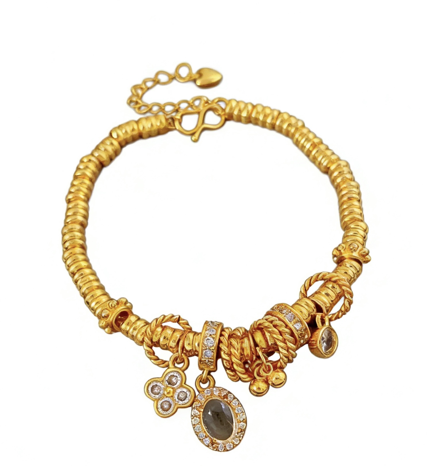 4XtyGz_RK0P8Zv4kFAPxhb.jpg 24k sand gold white zircon pigeon egg four-leaf clover coil wrapping bracelet fashion jewelry - Image 1