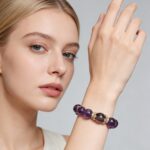 Luxury Elegant Handmade Faceted Amethyst Bracelet with Zircon Accents, Natural Purple Crystal Spiritual Jewelry for Daily & Party Wear - Image 3
