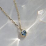 Luxury Minimalist Original Heart-shaped Natural Sky Blue Zircon Necklace for Daily, Commute & Date Wear, Hand-set Bezel Setting, S925 Silver Base with 18K Gold Plating - Image 3