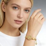 24k sand gold Full diamond eight-treasure compass bracelet fashion niche light luxury silver rotatable inlaid moissanite bracelet for girlfriend - Image 2