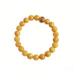 Wealth & Fortune Attracting Natural Butterscotch Amber Beeswax Bracelet with 18K Gold Accents - Spiritual Protection Jewelry