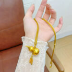 Vintage Oriental Gourd Pendant Necklace - Golden Sand Gold with Traditional Casting Craft, Perfect for Daily Wear & Gifting - Image 4