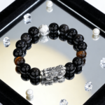 Vintage Edgy Natural Black Obsidian Pixiu Bracelet with 925 Silver Accents - Wealth & Spiritual Protection Amulet - Image 5