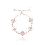 Fashion lucky four-leaf clover natural fritillary pull-out bracelet women's light luxury high-end flower hand ornament bracelet accessories