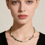 Luxury Maillard Style Freshwater Pearl & Green Spot Stone Necklace Bracelet Set - Minimalist Old Money Jewelry for Autumn Winter - Image 4
