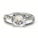 Natural colored gemstone king white crystal ring inlaid with S925 silver light luxury high-end