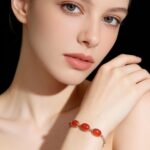 Natural southern red bracelet S925 sterling silver set with cherry red eggface - Image 2