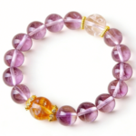 Luxury Spiritual Style Natural Crystal Bracelet with Amethyst, Citrine and Clear Crystal for Daily Wear, Energy Enhancement and Stress Relief - Purple