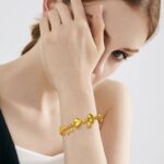 24k sand gold fart peach love dot zircon bead bracelet in the gold store women's layered high-end love bracelet - Image 2