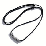 Sterling silver 999 auspicious moirite necklace men's retro national trend high-end trend woven black rope necklace