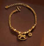 24K bright gold color dragon scales crushed ice immediately rich bracelet fashionable retro safety pony set chain - Image 3