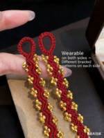 Blast Flash Disco Beaded Lace Red String Bracelet  A multi-layered bracelet woven for the autumn and winter of ones birth year - Image 4