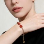 Natural southern red bracelet S925 sterling silver set with cherry red eggface - Image 3