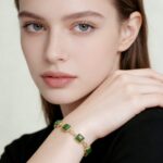 Elegant Minimalist Jade Square Sugar Bracelet: Gold-Tone, Green Jade, Gold-Plated 925 Sterling Silver Bracelet for Daily Wear, Party & Gift - Image 2