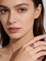 Luxury Vintage Style Oval Amethyst Ring, Suitable for Engagement, Daily Wear and Parties, Purple, 925 Silver with Exquisite Inlay, Personalized and Luxury - Image 2