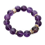 Luxury Elegant Handmade Faceted Amethyst Bracelet with Zircon Accents, Natural Purple Crystal Spiritual Jewelry for Daily & Party Wear