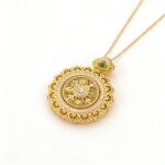 Filigree ruyi eight treasure compass sand gold pendant imitation new Chinese rose window dot diamond necklace court style collarbone chain - Image 3