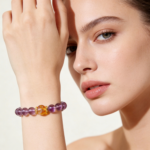 Luxury Spiritual Style Natural Crystal Bracelet with Amethyst, Citrine and Clear Crystal for Daily Wear, Energy Enhancement and Stress Relief - Purple - Image 3