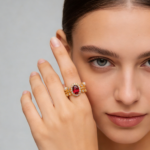 Luxury Vintage Palace Style Natural Garnet Ring - 925 Silver Gold-Plated Pearl Accent Statement Ring for Women - Image 2