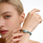 Bohemian Minimalist Healing Natural Blue Water Jadeite Bracelet - Teal Blue Hand-Strung Bracelet with Larimar Accent, Daily & Gift Wear - Image 8