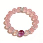 Natural Madagascar Ice Rose Quartz Bracelet - Love Attraction & Energy Healing Crystal Bracelet with Amethyst Accent