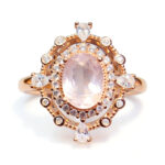 Popular natural pink crystal ring S925 silver inlay main 6*8 hot selling in Europe and the United States