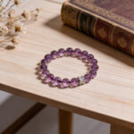 Nine Purple Li Fire Natural Brazilian Amethyst Bracelet, Gradient Purple Crystal Beaded Bracelet with Silver Accent, Spiritual Healing Jewelry for Intuition & Good Fortune - Image 5