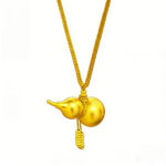 Vintage Oriental Gourd Pendant Necklace - Golden Sand Gold with Traditional Casting Craft, Perfect for Daily Wear & Gifting