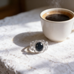 Vintage Palace Style Filigree Hollow - out Natural Black Spinel Ring for Party & Daily Wear, Black, Intricate Filigree Craft, s925 Silver - Image 2