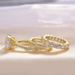 925 sterling silver 5A zircon wedding ring combination ring female European and American cross-border 10*10 ice flower cut simulated diamond ring bracelet - Image 5