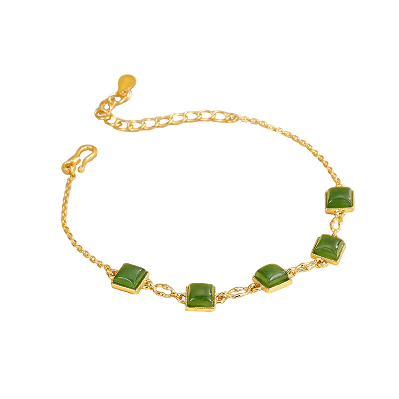 O1CN017oWfTn1QuXTAZRs3G_2214549972036-0-cib.jpg Elegant Minimalist Jade Square Sugar Bracelet: Gold-Tone, Green Jade, Gold-Plated 925 Sterling Silver Bracelet for Daily Wear, Party & Gift - Image 1