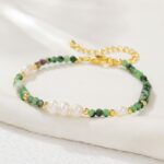 Luxury Maillard Style Freshwater Pearl & Green Spot Stone Necklace Bracelet Set - Minimalist Old Money Jewelry for Autumn Winter - Image 6