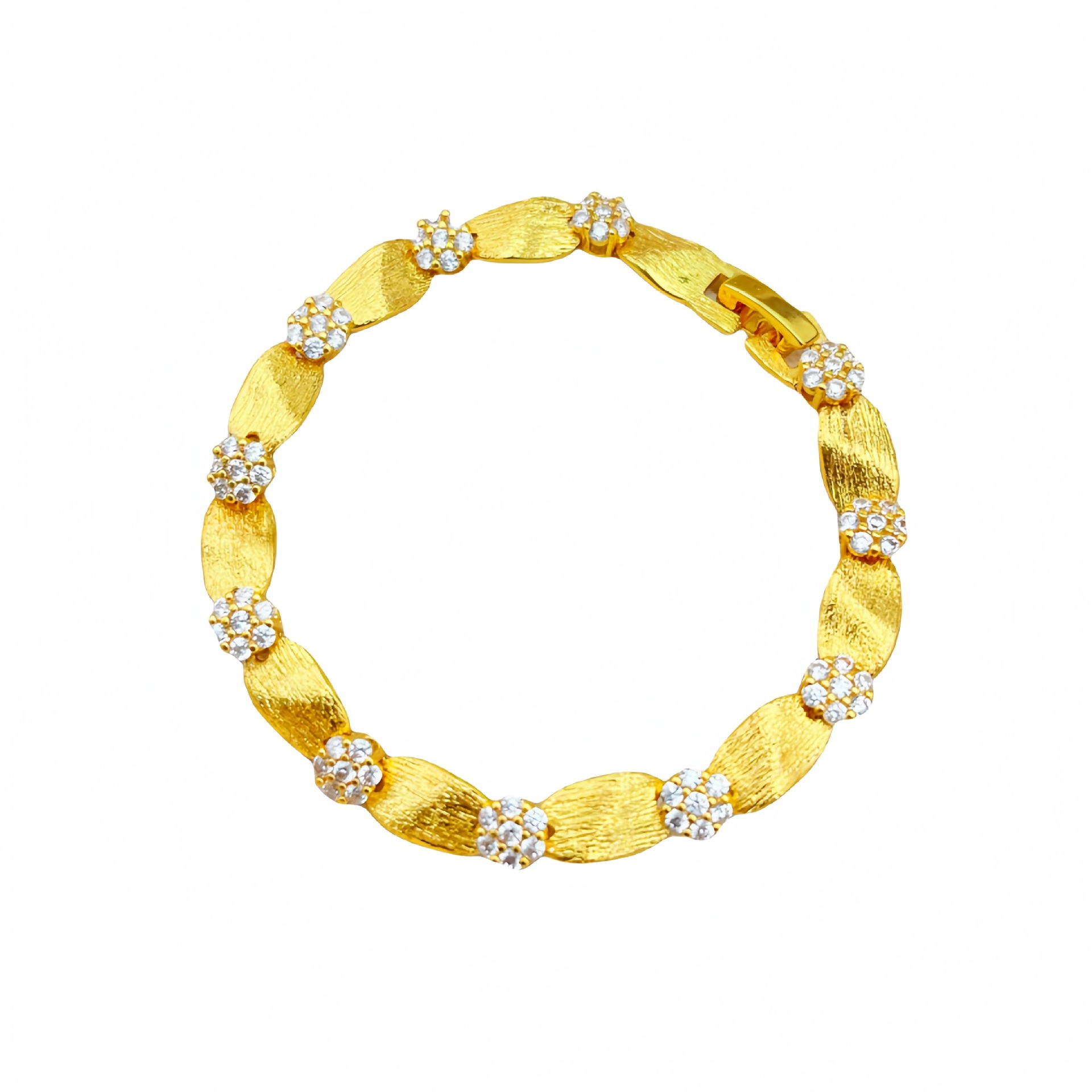 O1CN01BsOk1X1VPScALedgO_2215939652645-0-cib-2.jpg French 24k sand gold zircon-inlaid brushed satin bracelet women's high-end temperament fashion and versatile bracelet - Image 1