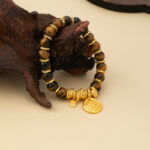 Handmade ancient magic 24k sand golden yellow God of Wealth tiger's eye stone plate bracelet live broadcast popular yellow God of Wealth bracelet bracelet - Image 3