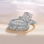 925 sterling silver 5A zircon wedding ring combination ring female European and American cross-border 10*10 ice flower cut simulated diamond ring bracelet - Image 4