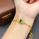 Luxury Retro Style Delicate Chain Natural Diopside Bracelet for Daily Commute and Party - Green, Precision Inlaid, 925 Silver - Image 5