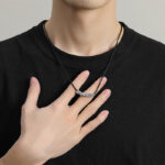 Sterling silver 999 auspicious moirite necklace men's retro national trend high-end trend woven black rope necklace - Image 3